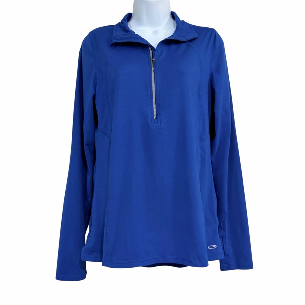 Champion Doudry Blue Pullover Athletic Shirt Size M Workout Yoga Activewear Mock